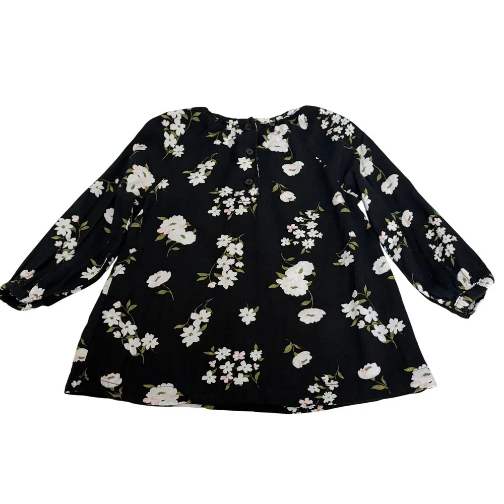 Carters Baby Girl 18M Black Floral Long Sleeve Smocked Tunic Blouse Top Boho